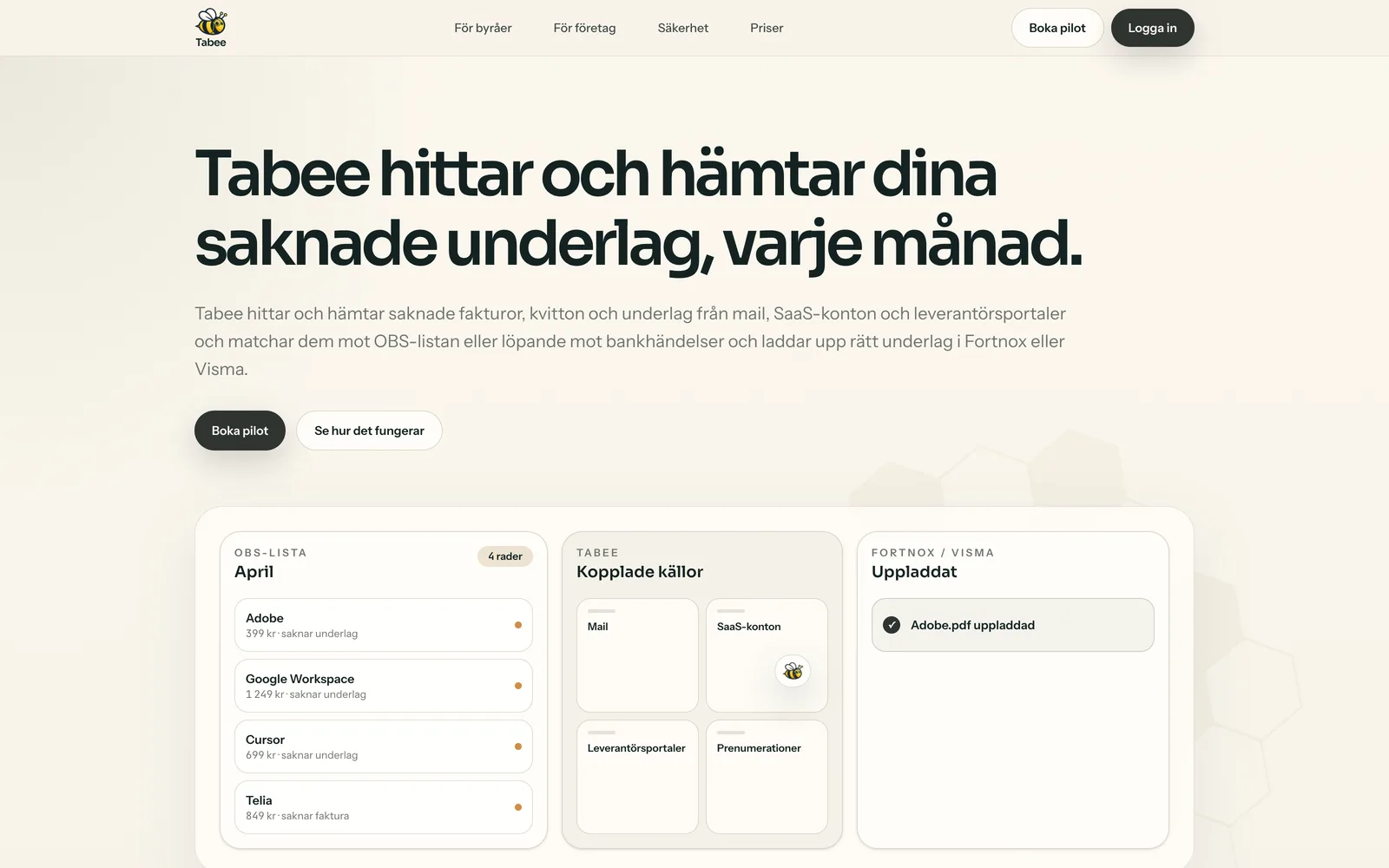 Skärmbild från Tabee
